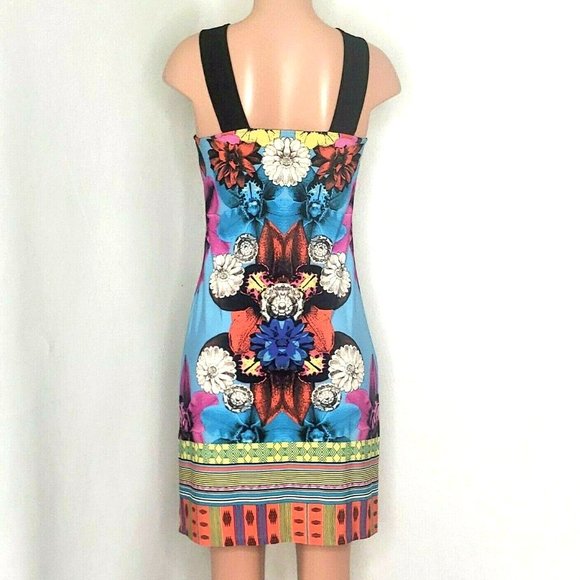 Donna Morgan Multicolor Sheath Dress Stretch Sleeveless Jersey Retro - Picture 4 of 7